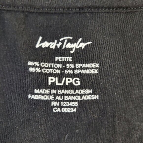 Lord & Taylor Black Polka Dot Petite Tee - Picture 5 of 5